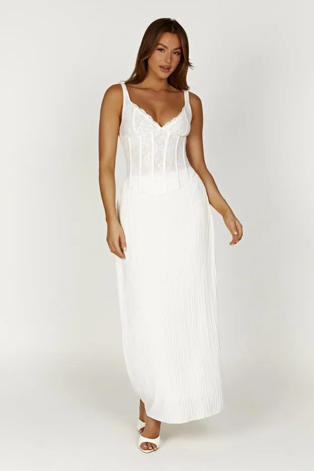 Meshki Skirts Women Elsie Plisse Maxi Skirt 8211 White White