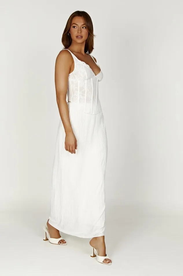 Meshki Skirts Women Elsie Plisse Maxi Skirt 8211 White White