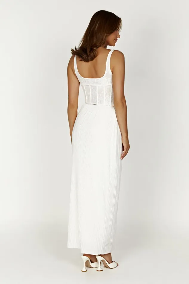 Meshki Skirts Women Elsie Plisse Maxi Skirt 8211 White White