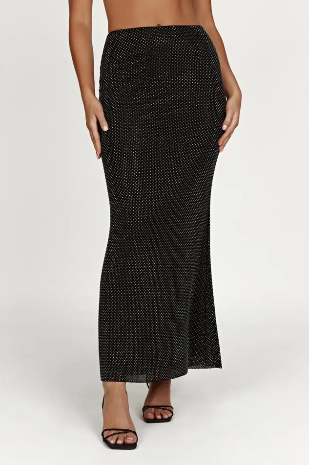 Meshki Skirts Women Erika Diamante Maxi Skirt 8211 Black Black