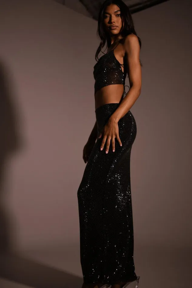 Meshki Skirts Women Erika Diamante Maxi Skirt 8211 Black Black