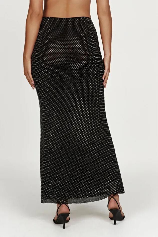 Meshki Skirts Women Erika Diamante Maxi Skirt 8211 Black Black