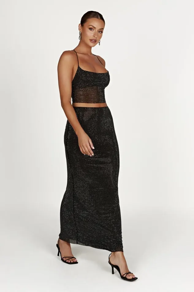 Meshki Skirts Women Erika Diamante Maxi Skirt 8211 Black Black