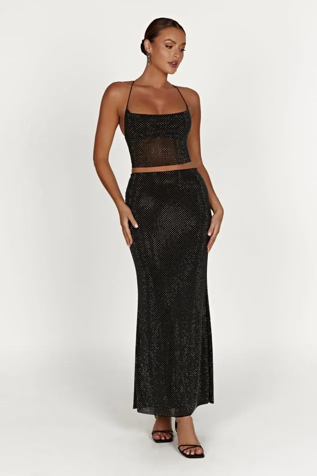 Meshki Skirts Women Erika Diamante Maxi Skirt 8211 Black Black