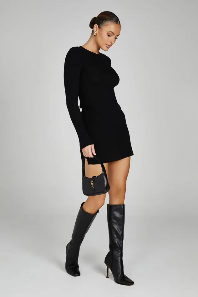 Meshki Skirts Women Esme Knit Mini Skirt 8211 Black Black