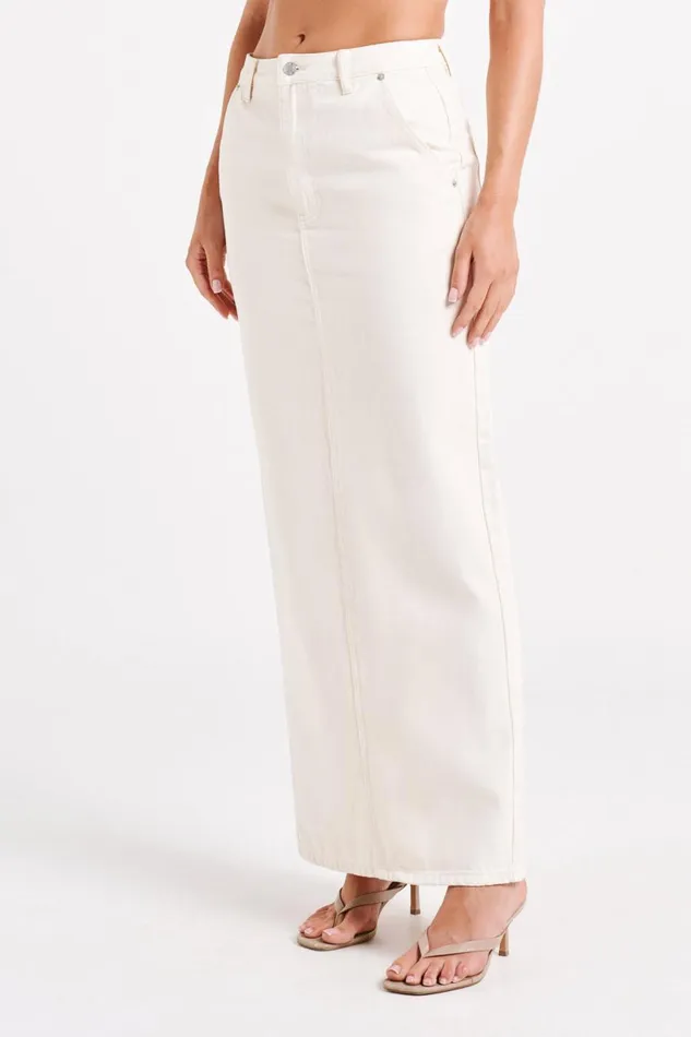 Meshki Skirts Women Illona Denim Maxi Skirt 8211 Ecru Ecru