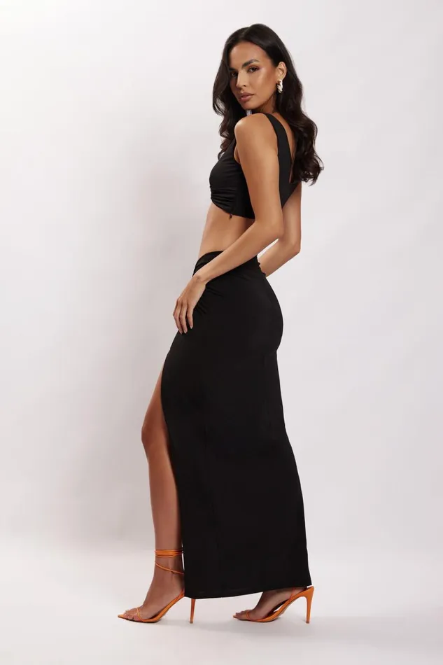 Meshki Skirts Women Jacqui Side Split Maxi Skirt 8211 Black Black Meshki Skirts Women Jacqui Side Split Maxi Skirt 8211 Black Black