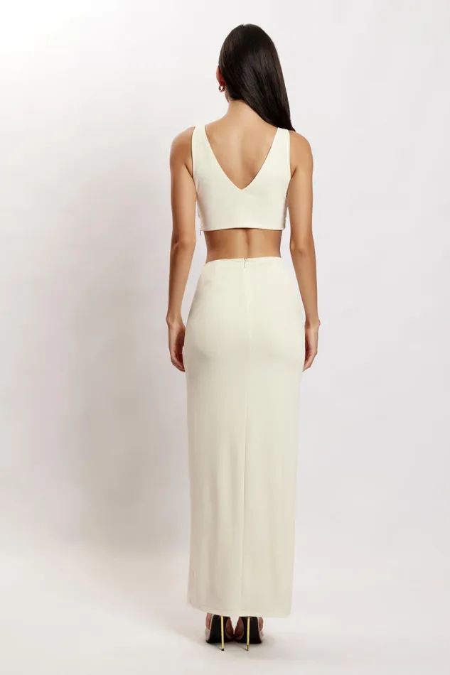 Meshki Skirts Women Jacqui Side Split Maxi Skirt 8211 Bone Bone Meshki Skirts Women Jacqui Side Split Maxi Skirt 8211 Bone Bone
