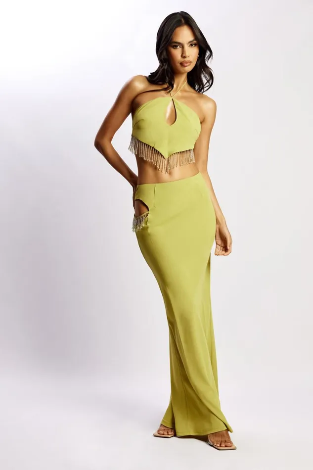 Meshki Skirts Women Jayleen Maxi Skirt With Fringe 8211 Chartreuse Chartreuse Meshki Skirts Women Jayleen Maxi Skirt With Fringe 8211 Chartreuse Chartreuse