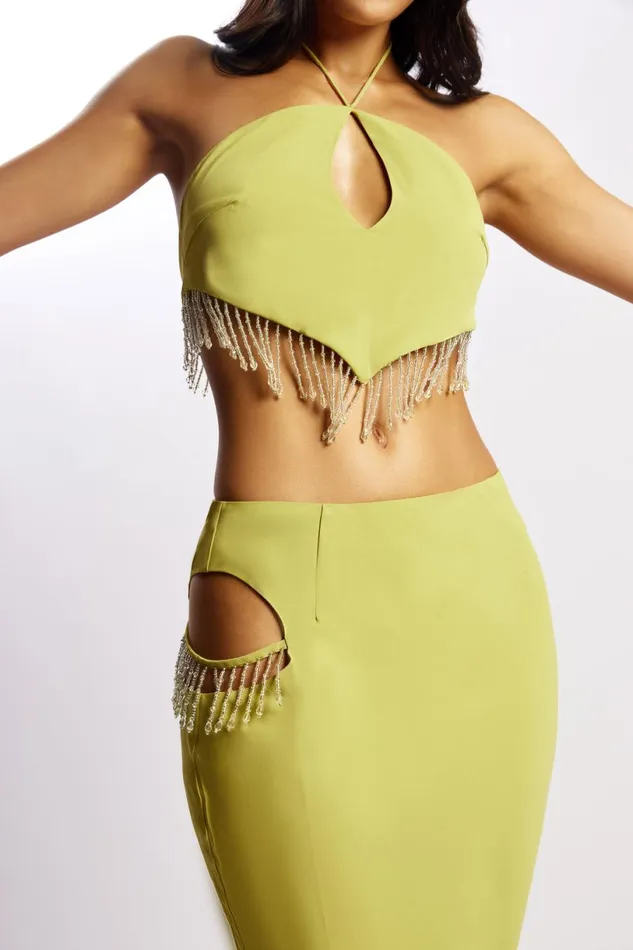 Meshki Skirts Women Jayleen Maxi Skirt With Fringe 8211 Chartreuse Chartreuse Meshki Skirts Women Jayleen Maxi Skirt With Fringe 8211 Chartreuse Chartreuse