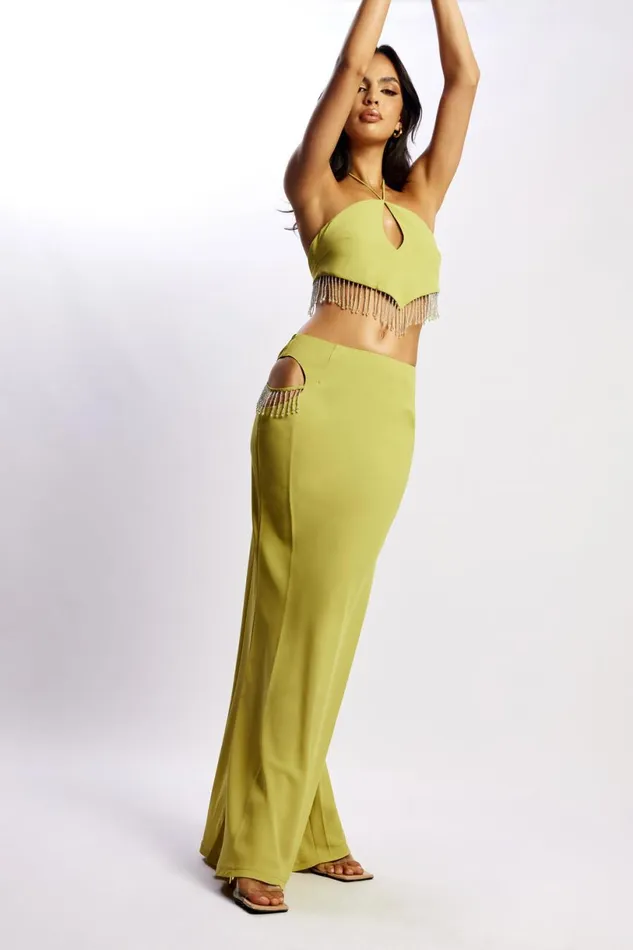Meshki Skirts Women Jayleen Maxi Skirt With Fringe 8211 Chartreuse Chartreuse Meshki Skirts Women Jayleen Maxi Skirt With Fringe 8211 Chartreuse Chartreuse