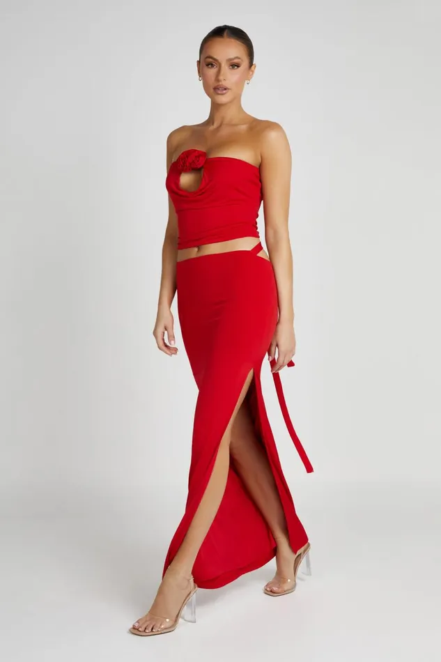 Meshki Skirts Women Jeanine Cowl Back Maxi Skirt 8211 Red Red