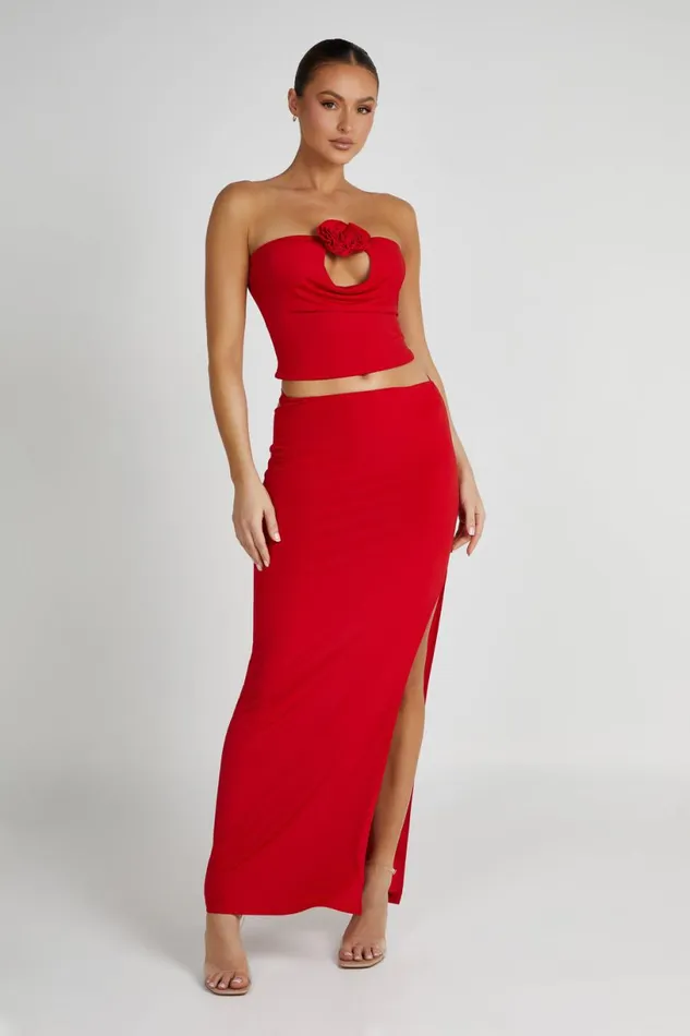 Meshki Skirts Women Jeanine Cowl Back Maxi Skirt 8211 Red Red