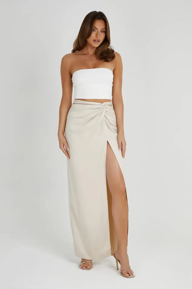 Meshki Skirts Women Jennifer Twist Maxi Skirt 8211 Ivory Ivory