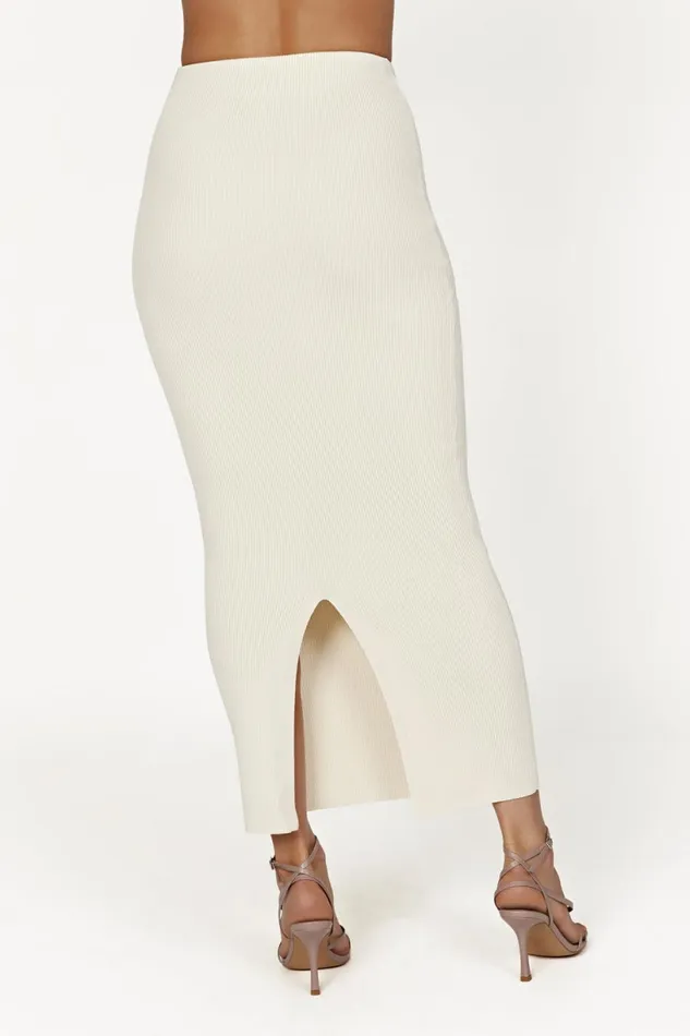 Meshki Skirts Women Kaesha Split Maxi Knitted Skirt 8211 Bone Bone