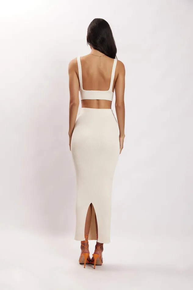 Meshki Skirts Women Kaesha Split Maxi Knitted Skirt 8211 Bone Bone
