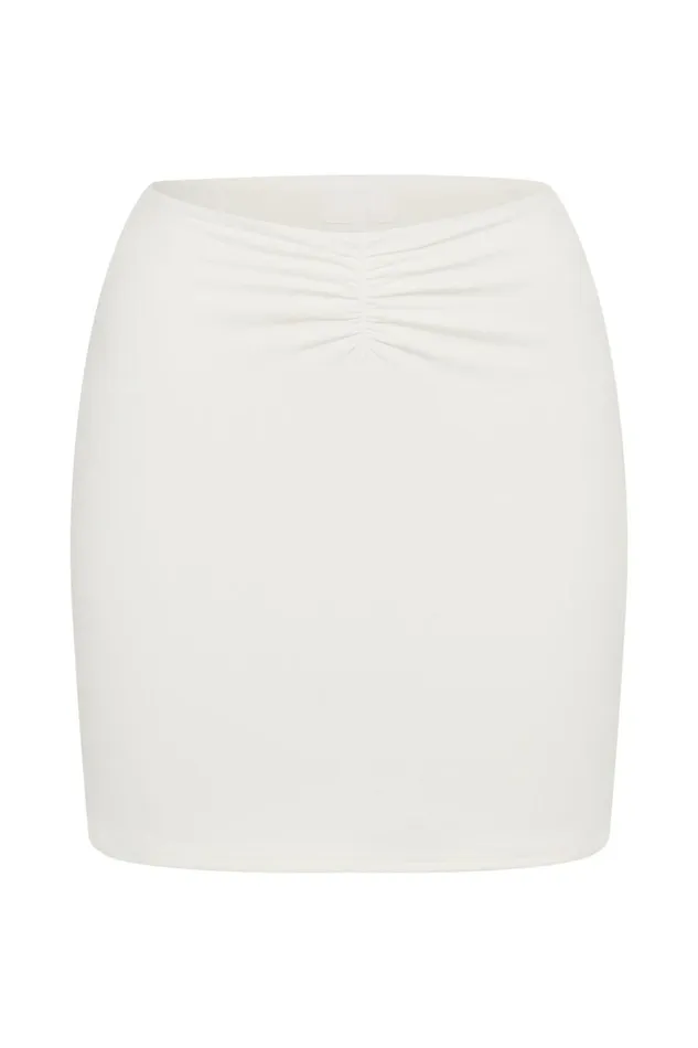 Meshki Skirts Women Kara Ruched Front Mini Skirt 8211 White White Meshki Skirts Women Kara Ruched Front Mini Skirt 8211 White White