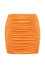 Meshki Skirts Women Lillian Jersey Gathered Mini Skirt 8211 Orange Orange