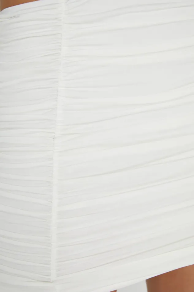 Meshki Skirts Women Lillian Jersey Gathered Mini Skirt 8211 White White