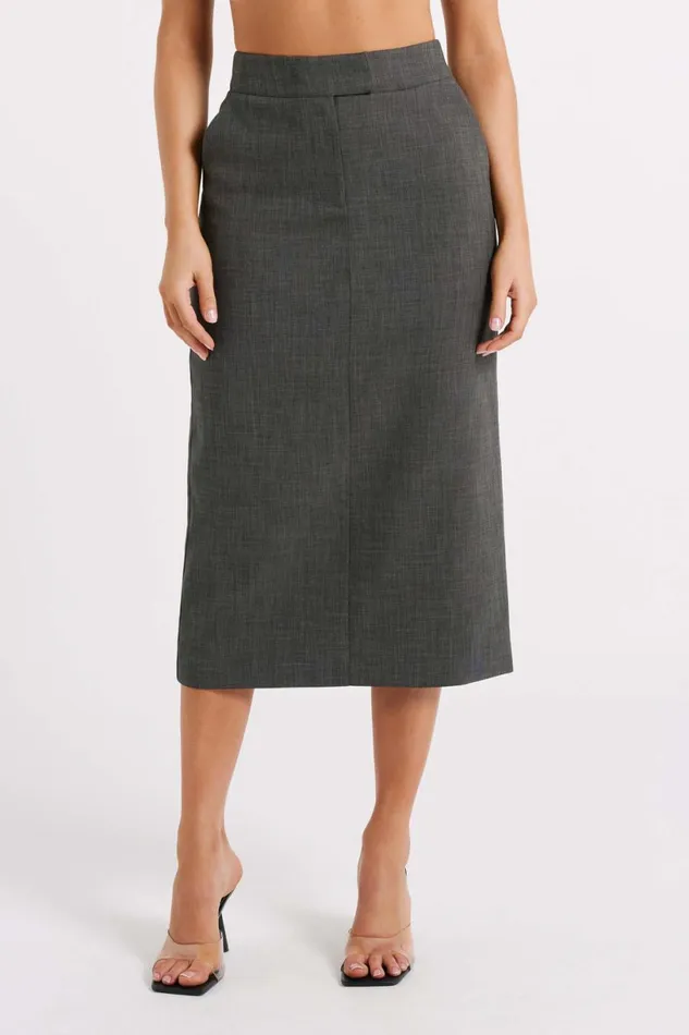 Meshki Skirts Women Marcie Textured Suiting Midi Skirt 8211 Charcoal Charcoal Meshki Skirts Women Marcie Textured Suiting Midi Skirt 8211 Charcoal Charcoal