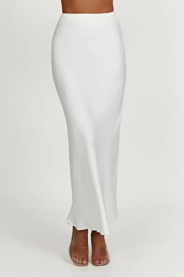 Meshki Skirts Women Missy Maxi Satin Skirt 8211 White White