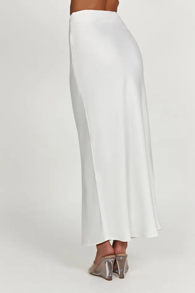 Meshki Skirts Women Missy Maxi Satin Skirt 8211 White White