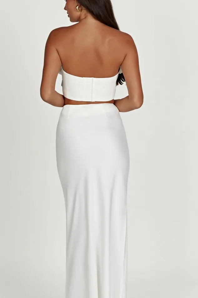 Meshki Skirts Women Missy Maxi Satin Skirt 8211 White White