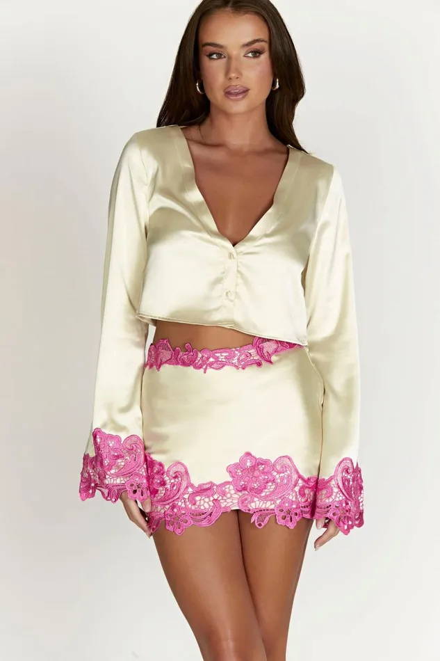 Meshki Skirts Women Niamh Micro Mini Skirt With Lace 8211 Nude Nude