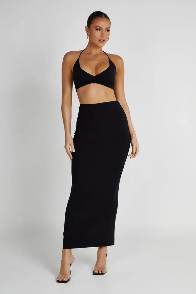 Meshki Skirts Women Olympia Recycled Nylon Fishtail Maxi Skirt 8211 Black Black