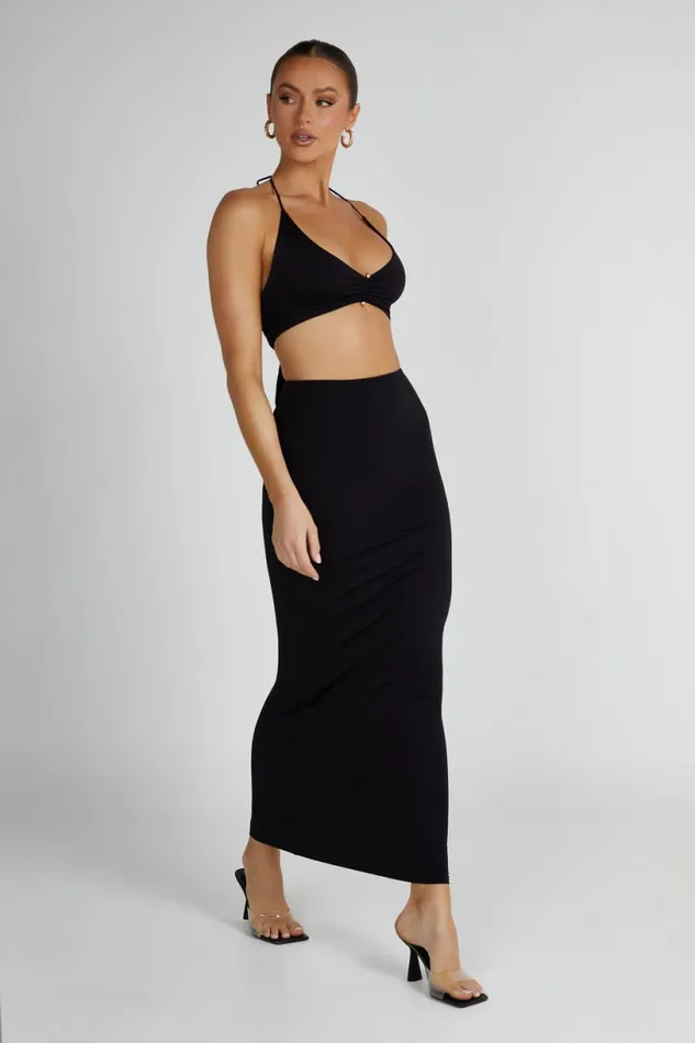 Meshki Skirts Women Olympia Recycled Nylon Fishtail Maxi Skirt 8211 Black Black