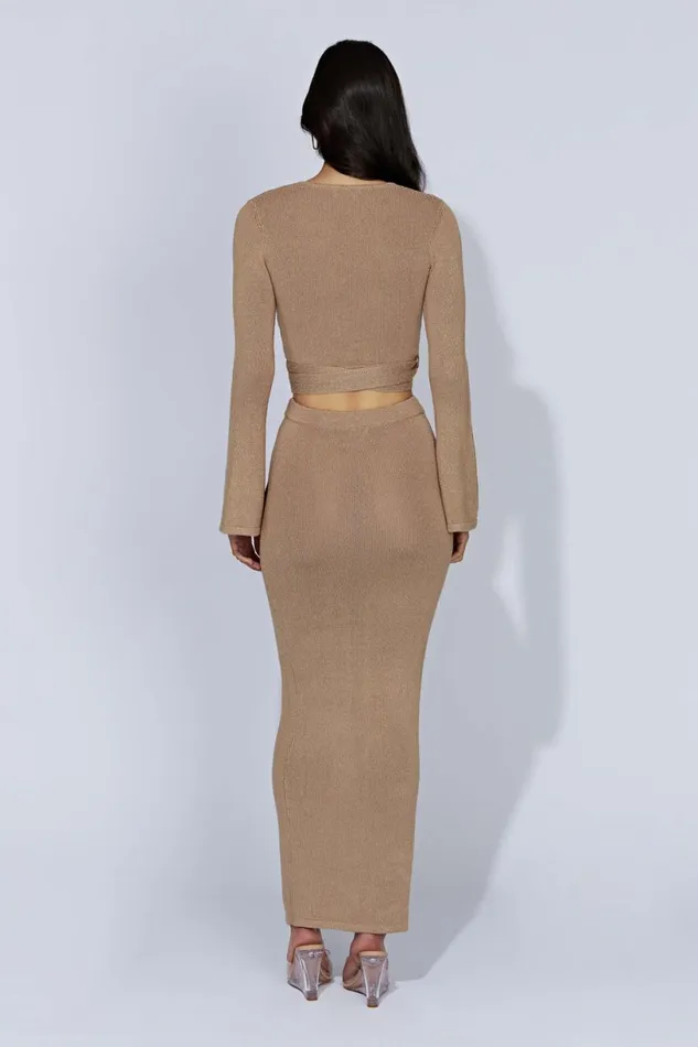 Meshki Skirts Women Petra Knit Split Maxi Skirt 8211 Taupe Taupe