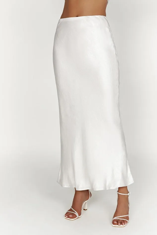 Meshki Skirts Women Raine Satin Maxi Skirt 8211 Pearl Pearl