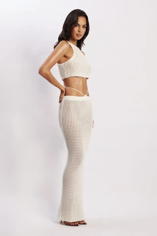 Meshki Skirts Women Raquel Crochet Maxi Skirt 8211 Cream Cream