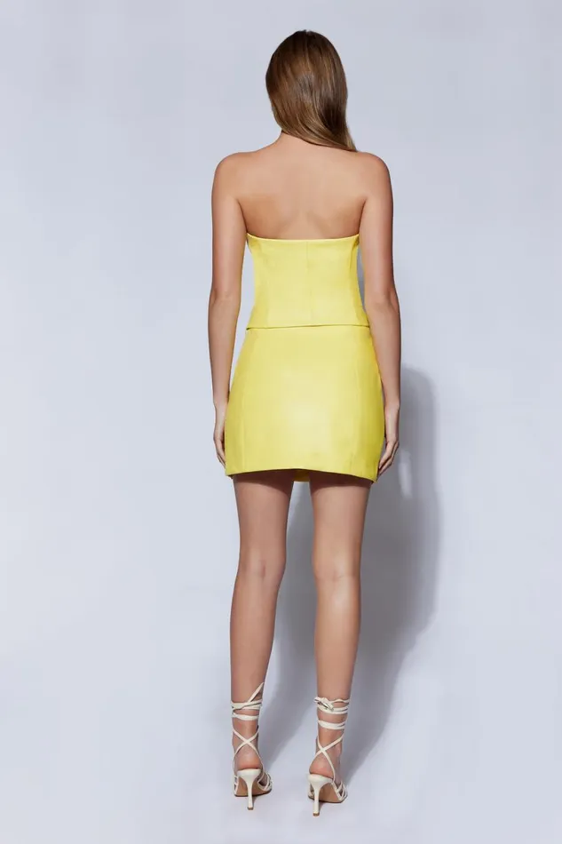 Meshki Skirts Women Saylor A Line Faux Leather Mini Skirt 8211 Lemon Lemon Meshki Skirts Women Saylor A Line Faux Leather Mini Skirt 8211 Lemon Lemon