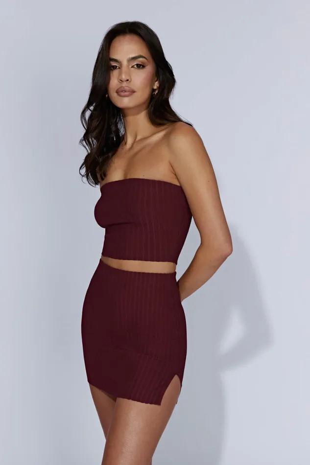 Meshki Skirts Women Shiloh Low Rise Knit Mini Skirt 8211 Cherry Chocolate Cherrychocolate Meshki Skirts Women Shiloh Low Rise Knit Mini Skirt 8211 Cherry Chocolate Cherrychocolate