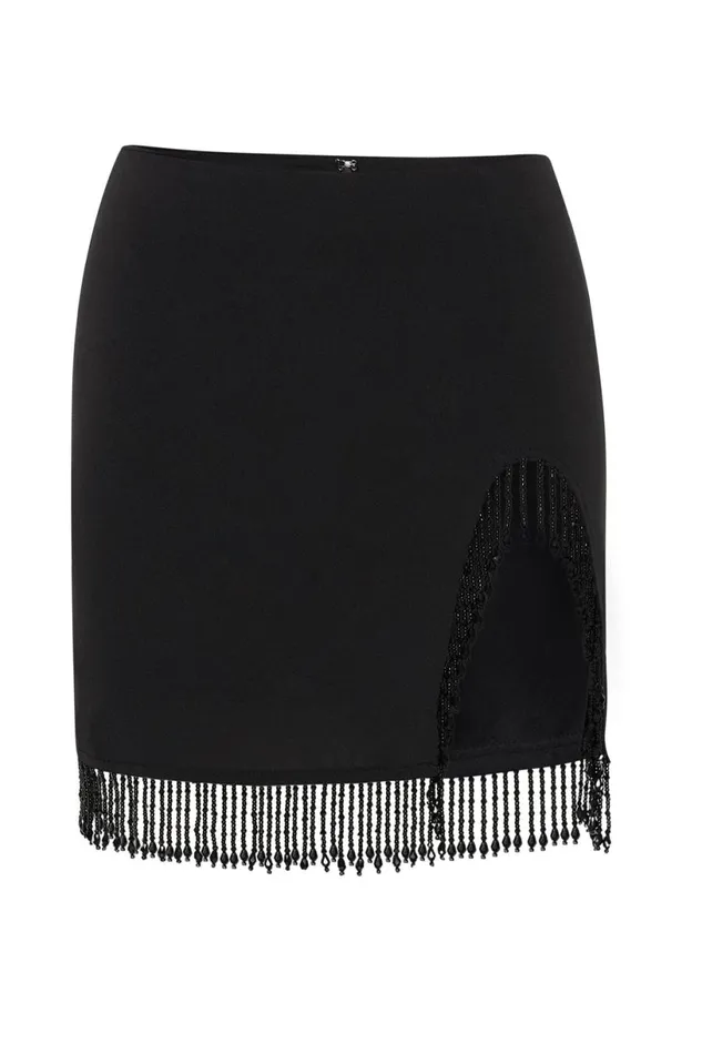 Meshki Skirts Women Stephanie Fringe Mini Skirt 8211 Black Black