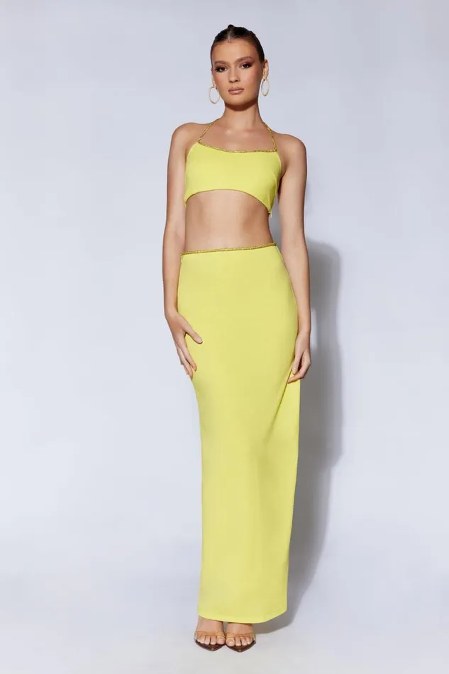 Meshki Skirts Women Sweeney Diamante Maxi Skirt With Split 8211 Chartreuse Chartreuse Meshki Skirts Women Sweeney Diamante Maxi Skirt With Split 8211 Chartreuse Chartreuse