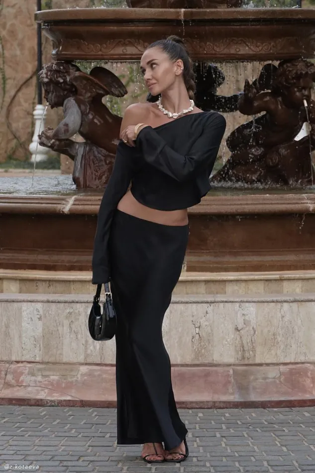 Meshki Skirts Women Violeta Satin Maxi Skirt 8211 Black Black