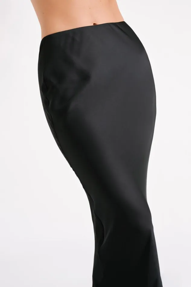 Meshki Skirts Women Violeta Satin Maxi Skirt 8211 Black Black Meshki Skirts Women Violeta Satin Maxi Skirt 8211 Black Black