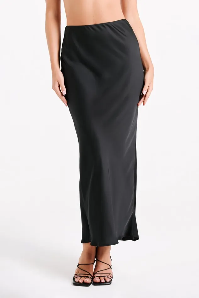 Meshki Skirts Women Violeta Satin Maxi Skirt 8211 Black Black Meshki Skirts Women Violeta Satin Maxi Skirt 8211 Black Black