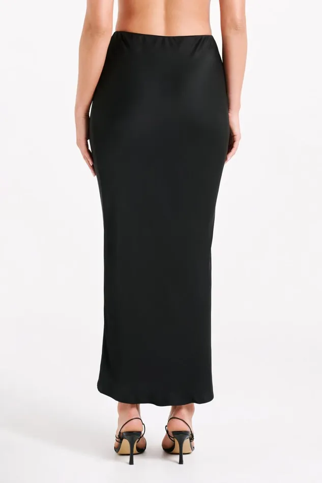 Meshki Skirts Women Violeta Satin Maxi Skirt 8211 Black Black Meshki Skirts Women Violeta Satin Maxi Skirt 8211 Black Black