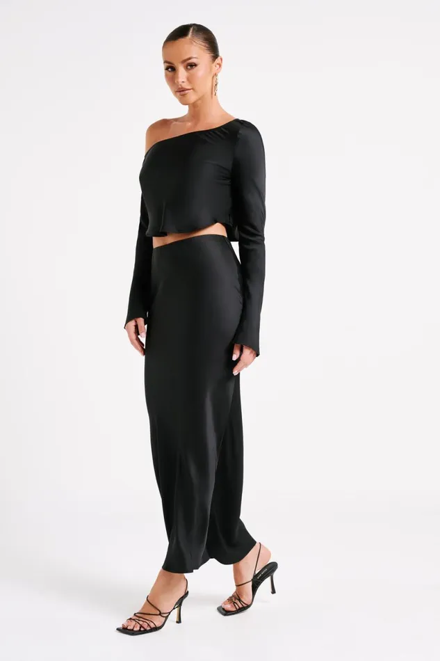 Meshki Skirts Women Violeta Satin Maxi Skirt 8211 Black Black Meshki Skirts Women Violeta Satin Maxi Skirt 8211 Black Black