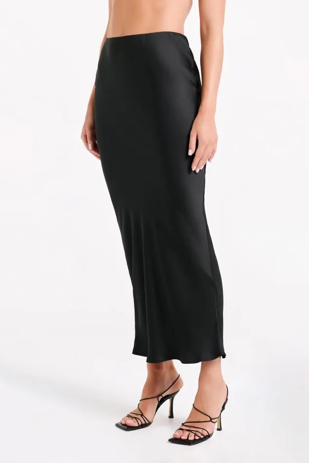 Meshki Skirts Women Violeta Satin Maxi Skirt 8211 Black Black Meshki Skirts Women Violeta Satin Maxi Skirt 8211 Black Black
