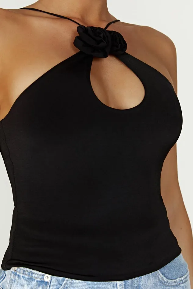 Meshki Sleeveless Tops Women Adeline Rose Halter Top 8211 Black Black