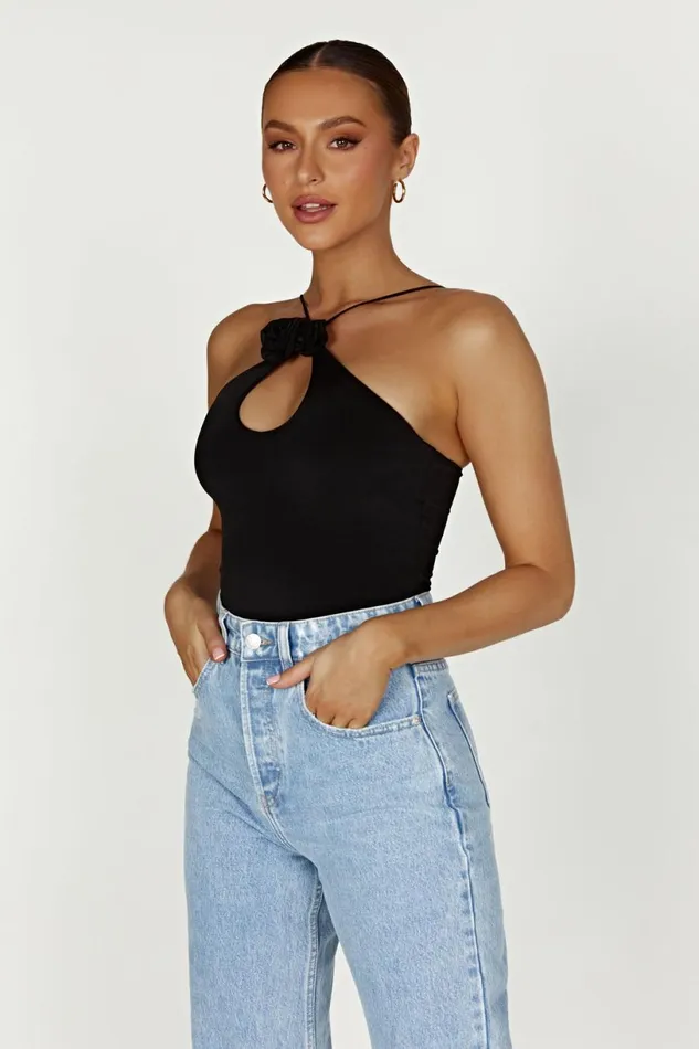 Meshki Sleeveless Tops Women Adeline Rose Halter Top 8211 Black Black