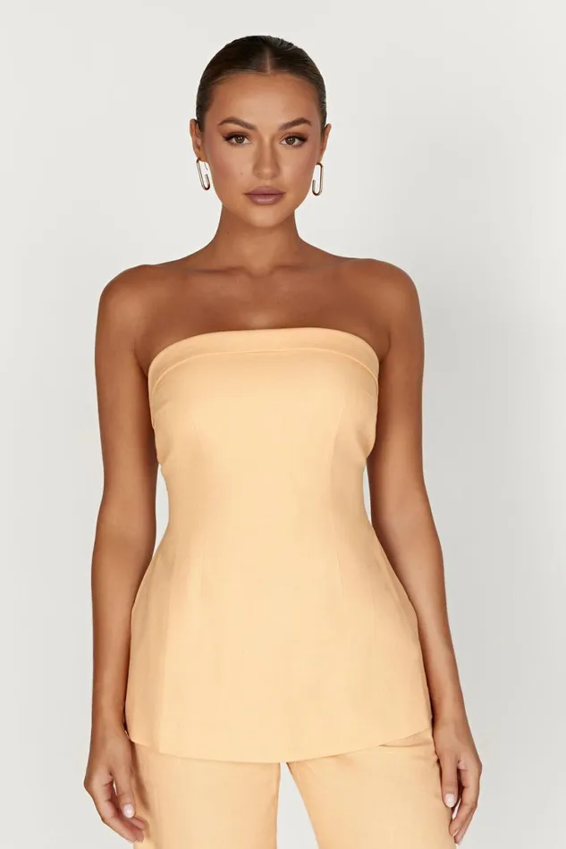 Meshki Sleeveless Tops Women Aieleen Linen Strapless Back Tie Top 8211 Mango Mango Meshki Sleeveless Tops Women Aieleen Linen Strapless Back Tie Top 8211 Mango Mango