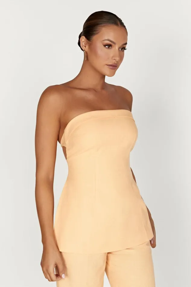 Meshki Sleeveless Tops Women Aieleen Linen Strapless Back Tie Top 8211 Mango Mango