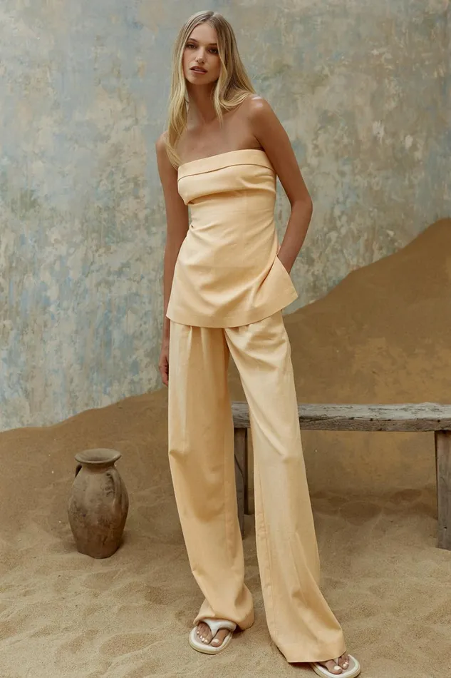 Meshki Sleeveless Tops Women Aieleen Linen Strapless Back Tie Top 8211 Mango Mango
