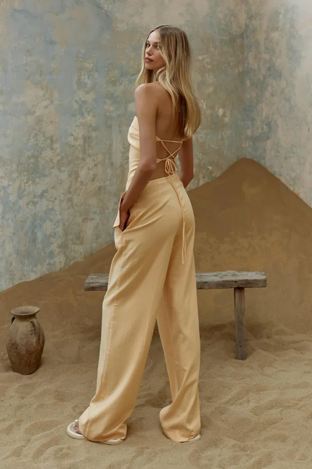 Meshki Sleeveless Tops Women Aieleen Linen Strapless Back Tie Top 8211 Mango Mango
