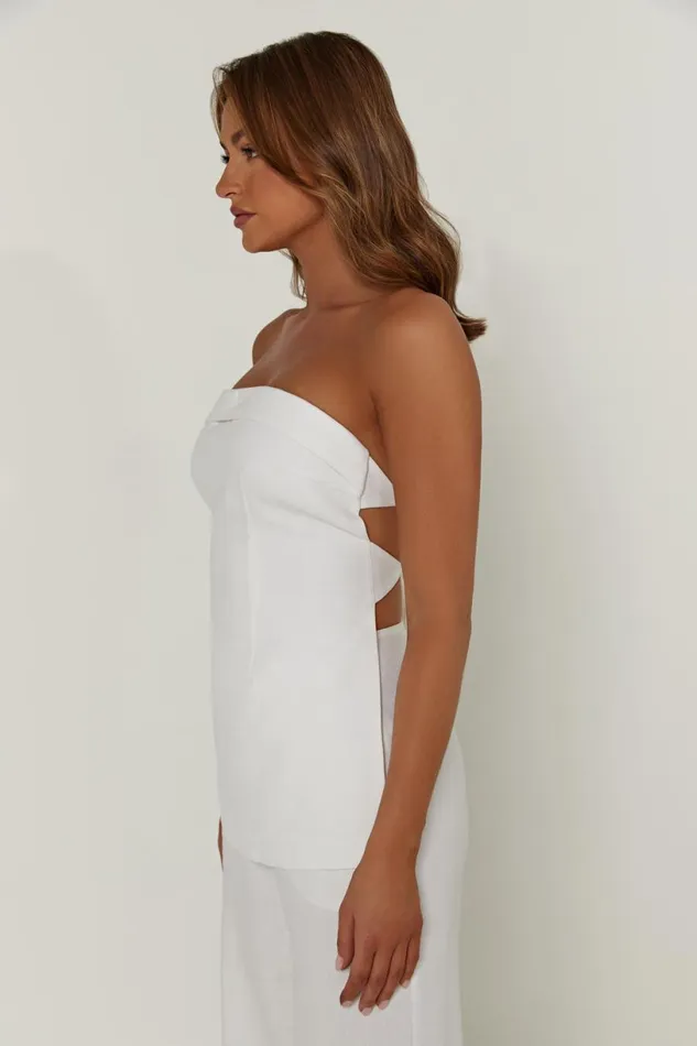 Meshki Sleeveless Tops Women Aieleen Linen Strapless Back Tie Top 8211 White White